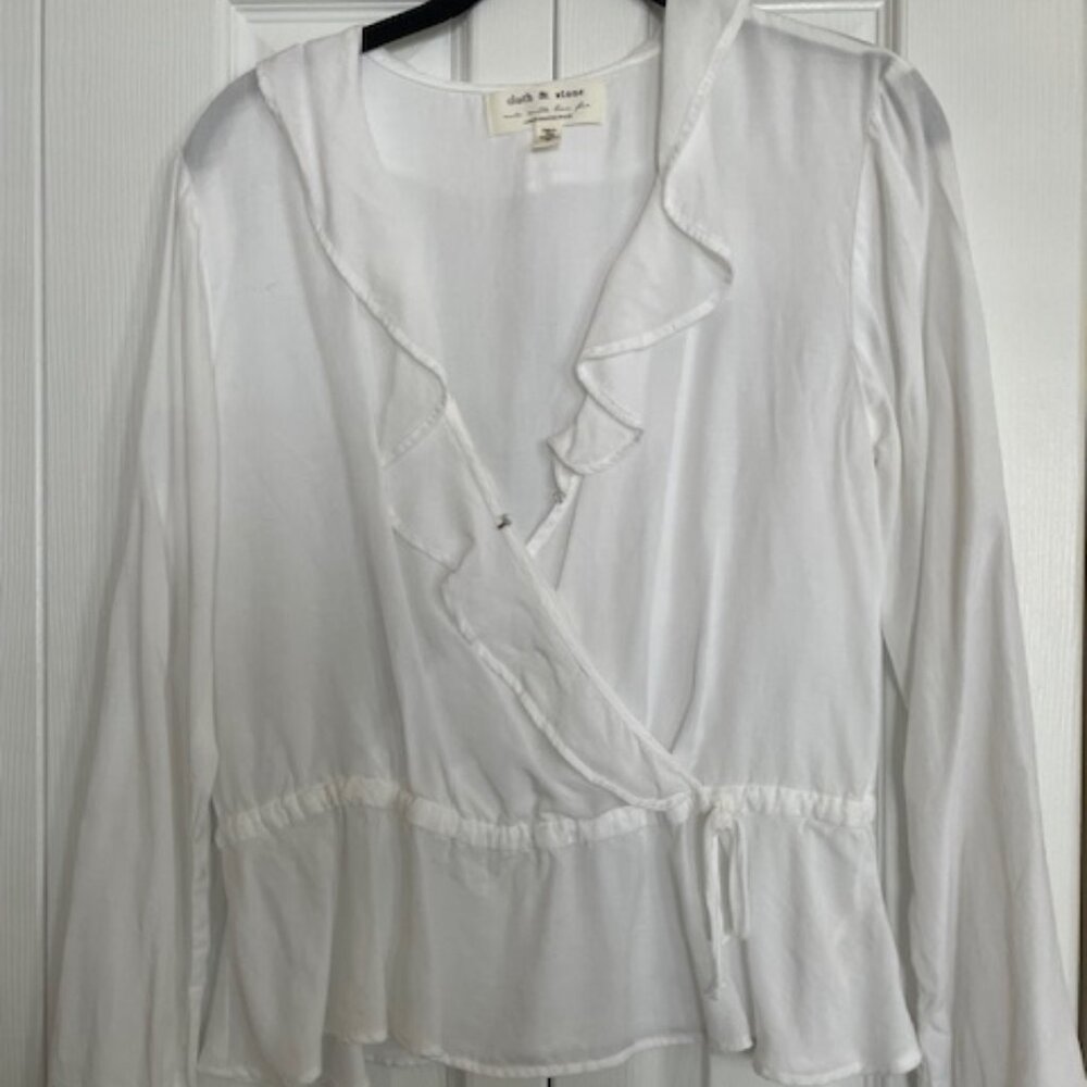 Cloth and Stone White Peplum Blouse from Anthropologie